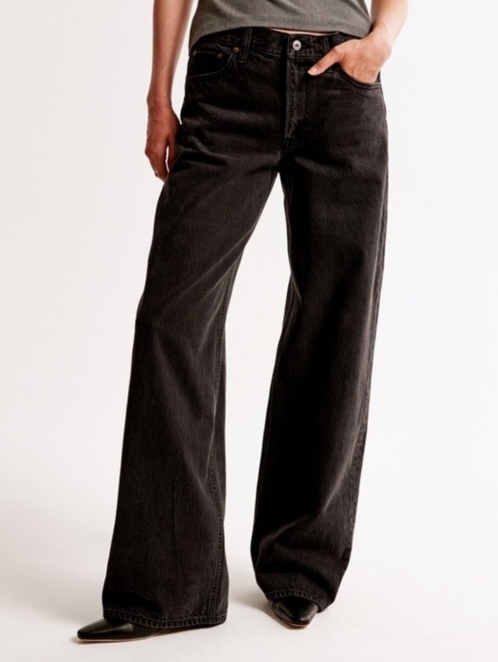 Abercrombie & Fitch Black Low Rise Baggy Straight Leg Jeans
